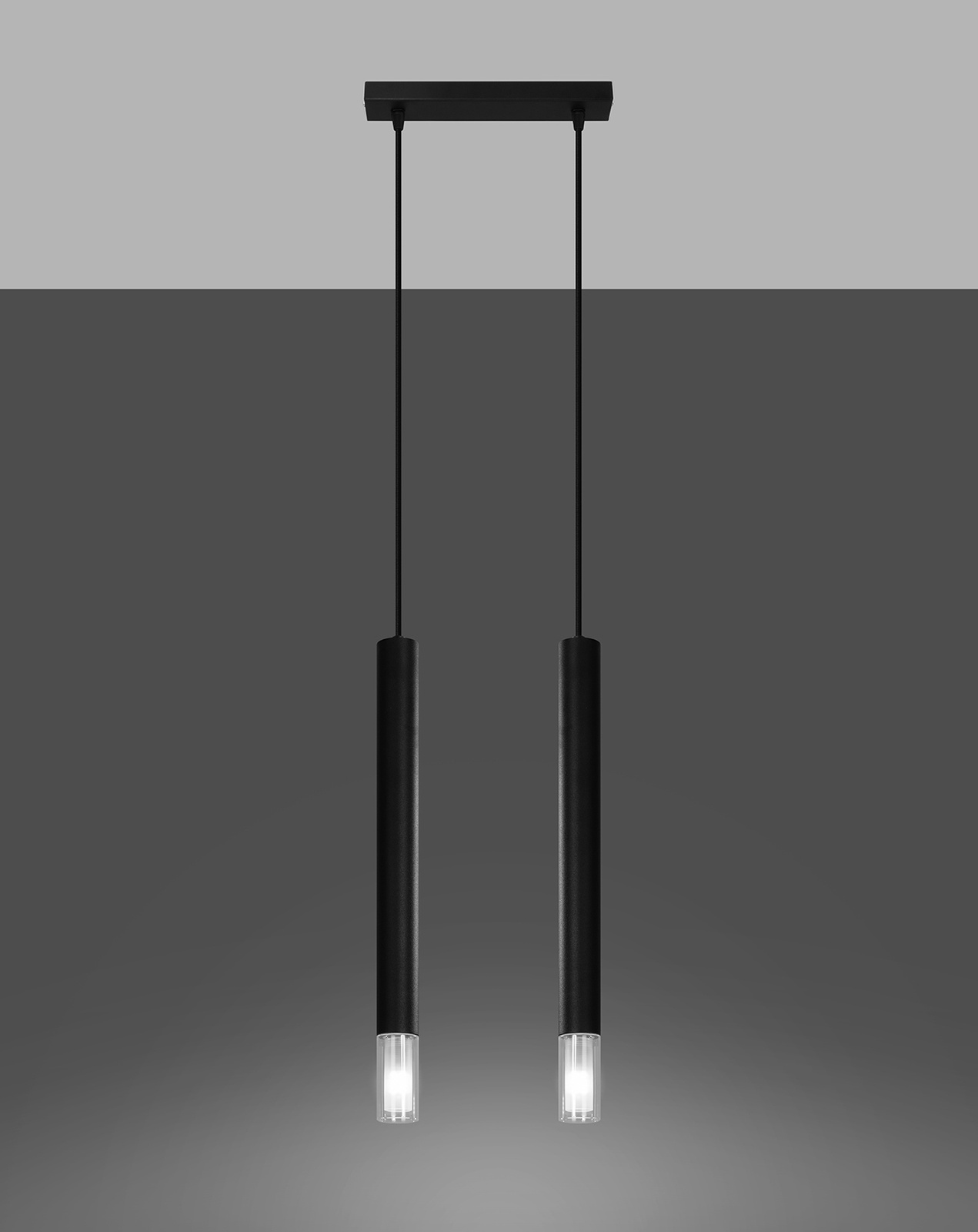 Lampa wisząca WEZYR 2 czarna + 2x Żarówka LED G9 3000K Ciepła 4,5W 510lm