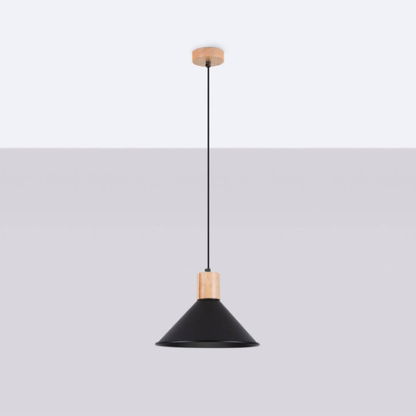 Lampa wisząca JAGA czarna + 1x Żarówka LED E27 4000K Zimna 7,5W 690lm