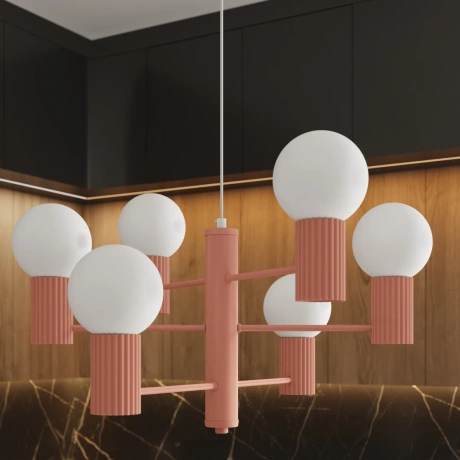 Żyrandol HALO 6 brzoskwiniowy