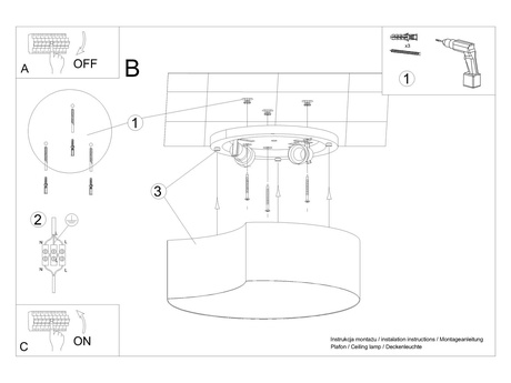 Plafon CIRCLE 1 biały + 2x Żarówka LED E27 3000K Ciepła 7,5W 620lm