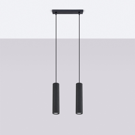 Lampa wisząca KARBON 2 czarny + 2x Żarówka LED GU-10 4000K Zimna 7W 530lm