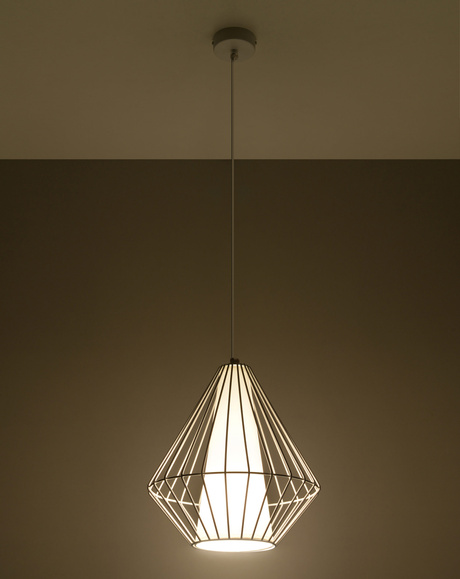 Lampa wisząca DEMI biała + 1x Żarówka LED E27 4000K Zimna 7,5W 650lm