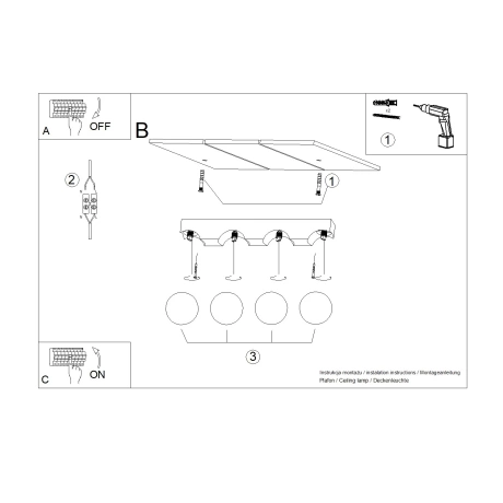 Plafon BULBO 4 naturalne drewno