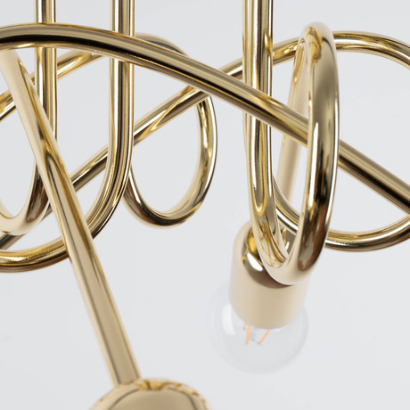 Żyrandol SUPEŁ 5 złoty połysk + 5X Żarówka LED E27 3000K 7W 760lm