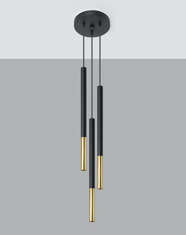 Lampa wisząca MOZAICA 3P czarny/złoty + 3x Żarówka LED G9 3000K Ciepła 4,5W 510lm