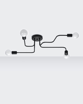 Żyrandol VECTOR 4 czarny + 4x Żarówka LED E27 4000K Zimna 7,5W 650lm