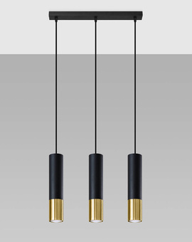 Lampa Wisząca LOOPEZ 3L czarny/złoto + 3x Żarówka LED GU-10 3000K Ciepła 7W 620lm