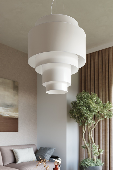 Żyrandol REFLEXION 80 biały + 7x Żarówka LED E27 3000K Ciepła 7,5W 620lm