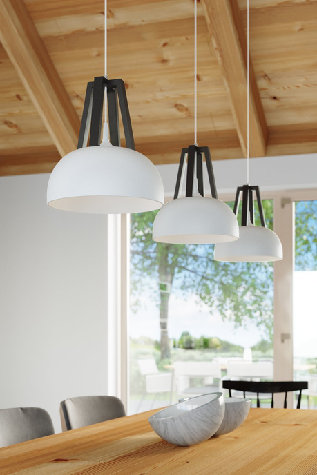 Lampa wisząca CASCO biała/czarne + 1x Żarówka LED E27 4000K Zimna 7,5W 650lm