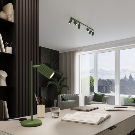 Lampa wisząca KARBON 2 zielona oliwka + 2x Żarówka LED GU-10 3000K Ciepła 7W 510lm