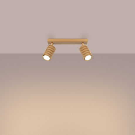 Plafon KARBON 2 złoty + 2x Żarówka LED GU-10 3000K Ciepła 7W 510lm