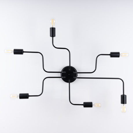 Żyrandol VECTOR 6 czarny + 6X Żarówka LED E27 3000K 7W 760lm