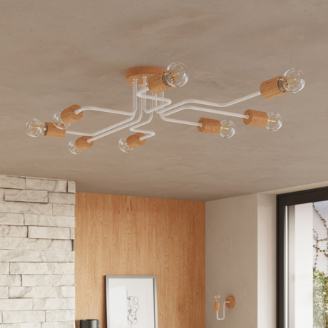 Żyrandol TIMBO 8 biały + 8x Żarówka LED E27 3000K Ciepła 7,5W 620lm