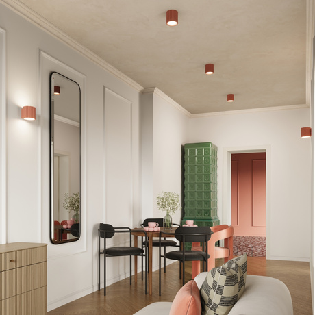 Plafon AURA 1 brzoskwiniowy GU10 + 1X Żarówka LED GU-10 4000K Zimna 7W 530lm