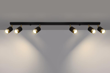 Plafon NERO 6 czarny/złoty + 6x Żarówka LED GU-10 4000K Zimna 7W 630lm