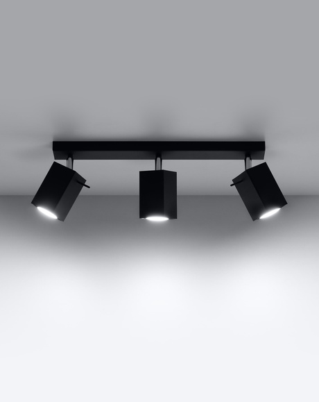 Plafon MERIDA 3 czarna + 3x Żarówka LED GU-10 3000K Ciepła 7W 620lm