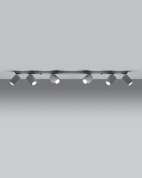 Plafon MERIDA 6L szary + 6x Żarówka LED GU-10 3000K Ciepła 7W 620lm