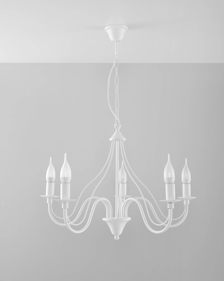 Żyrandol MINERWA 5 biały + 5x Żarówka LED E14 4000K Zimna 7,5W 650lm