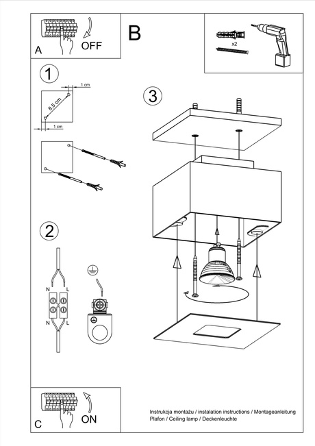 Plafon MONO 1 biały + 1x Żarówka LED GU-10 4000K Zimna 7W 630lm
