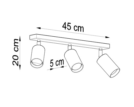 Plafon BERG 3 naturalne drewno + 3x Żarówka LED GU-10 3000K Ciepła 7W 620lm