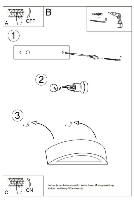 Kinkiet ceramiczny ATENA czarny + 1x Żarówka LED E27 3000K Ciepła 7,5W 620lm