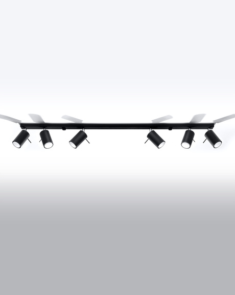 Plafon RING 6L czarny + 6x Żarówka LED GU-10 3000K Ciepła 7W 620lm