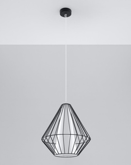 Lampa wisząca DEMI czarna + 1x Żarówka LED E27 4000K Zimna 7,5W 650lm