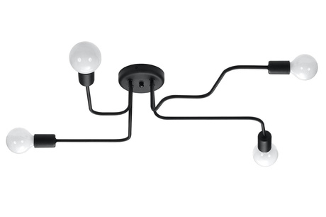 Żyrandol VECTOR 4 czarny + 4x Żarówka LED E27 3000K Ciepła 7,5W 620lm