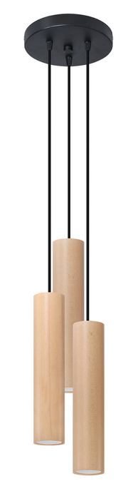 Lampa Wisząca LINO 3P naturalne drewno + 3x Żarówka LED GU-10 4000K Zimna 7W 630lm