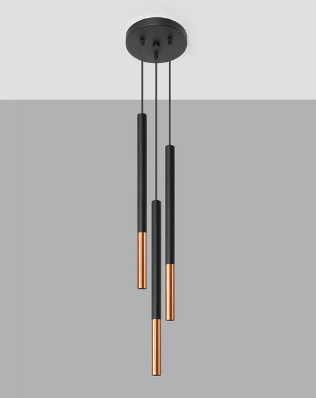 Lampa wisząca MOZAICA 3P czarny/miedź + 3x Żarówka LED G9 4000K Zimna 3W 204lm