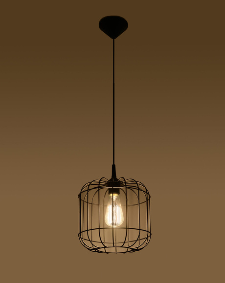 Lampa wisząca CELTA czarna + 1x Żarówka LED E27 4000K Zimna 7,5W 650lm