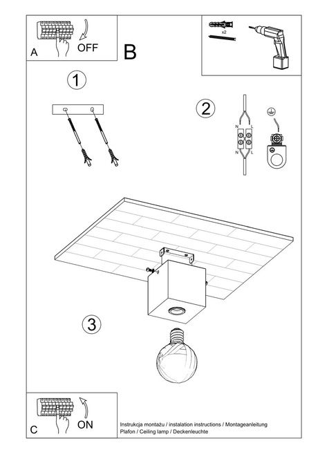 Plafon ARIZ naturalne drewno + 1x Żarówka LED E27 4000K Zimna 7,5W 650lm