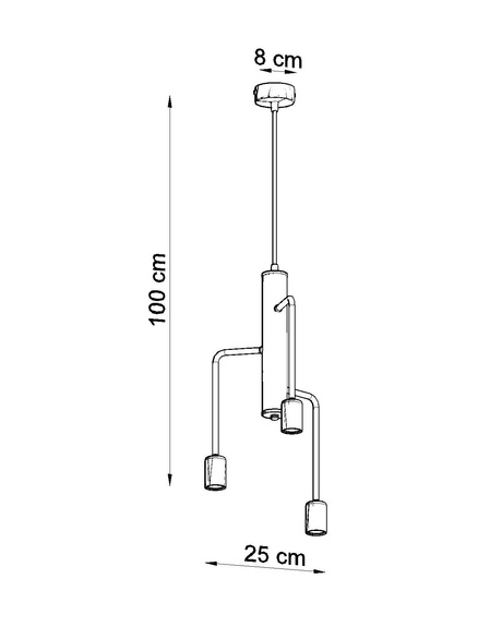 Żyrandol DUOMO 3M + 3x Żarówka LED E27 4000K Zimna 7,5W 650lm