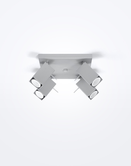 Plafon MERIDA 4 szary + 4x Żarówka LED GU-10 3000K Ciepła 7W 620lm