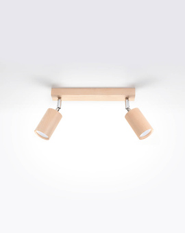 Plafon BERG 2 naturalne drewno + 2x Żarówka LED GU-10 4000K Zimna 7W 630lm