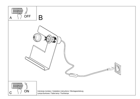 Lampa biurkowa INCLINE czarna + 1x Żarówka LED E27 3000K Ciepła 7,5W 620lm