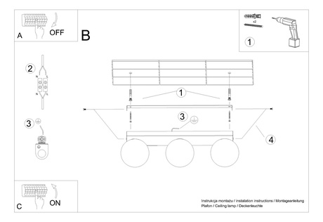 Plafon YOLI 3 biały + 3x Żarówka LED G9 4000K Zimna 4,5W 460lm