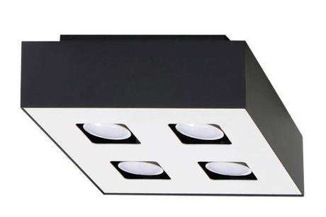 Plafon MONO 4 czarny + 4x Żarówka LED GU-10 3000K Ciepła 7W 620lm