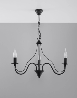 Żyrandol MINERWA 3 czarny + 3x Żarówka LED E14 3000K Ciepła 7,5W 620lm