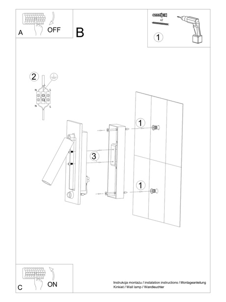 Kinkiet ENIF czarny + 1x Żarówka LED G9 4000K Zimna 3W 204lm