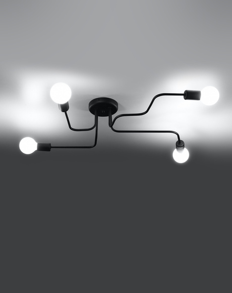 Żyrandol VECTOR 4 czarny + 4x Żarówka LED E27 3000K Ciepła 7,5W 620lm