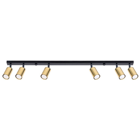 Plafon WINX 6L czarny/złoty + 6x Żarówka LED GU-10 4000K Zimna 7W 530lm