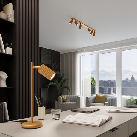 Plafon KARBON 4L złoty + 4x Żarówka LED GU-10 4000K Zimna 7W 530lm