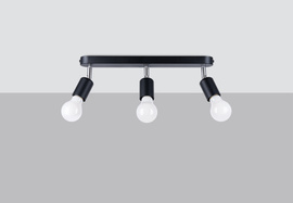 Plafon FORNES 3 czarny + 3x Żarówka LED E27 3000K Ciepła 7,5W 620lm