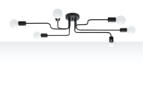 Żyrandol VECTOR 6 czarny + 6x Żarówka LED E27 4000K Zimna 7,5W 650lm