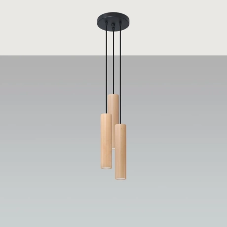 Lampa Wisząca LINO 3P naturalne drewno
