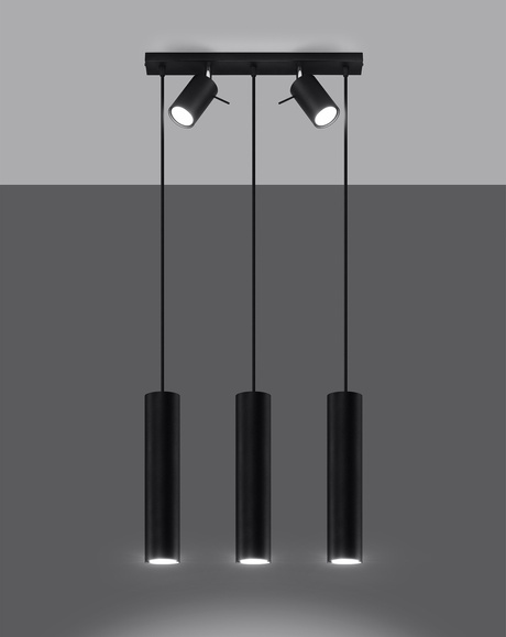 Lampa wisząca RING 3 czarny + 5x Żarówka LED GU-10 3000K Ciepła 7W 620lm