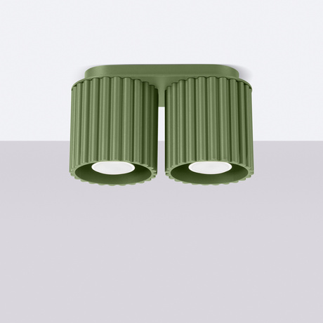 Plafon AURA 2 zielony oliwkowy GU10 + 2x Żarówka LED GU-10 4000K Zimna 7W 530lm