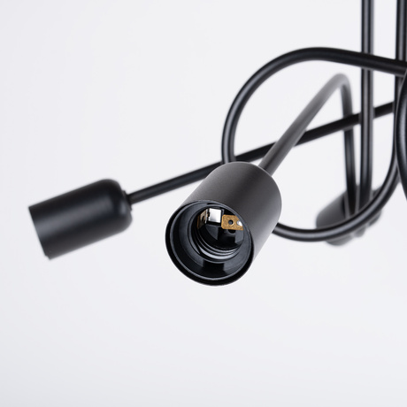 Żyrandol SUPEŁ 5 czarny + 5X Żarówka LED E27 3000K 7W 760lm