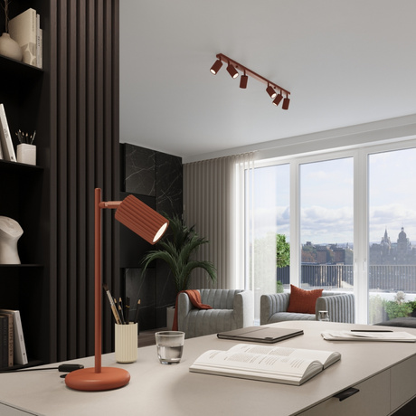 Lampa wisząca KARBON 2 ochra czerwona + 2x Żarówka LED GU-10 4000K Zimna 7W 530lm